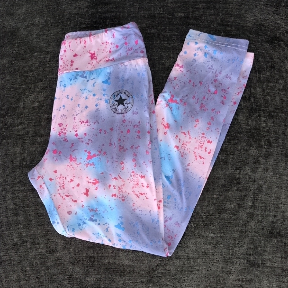 Converse Kids' Splatter Print Leggings in Pink and Blue